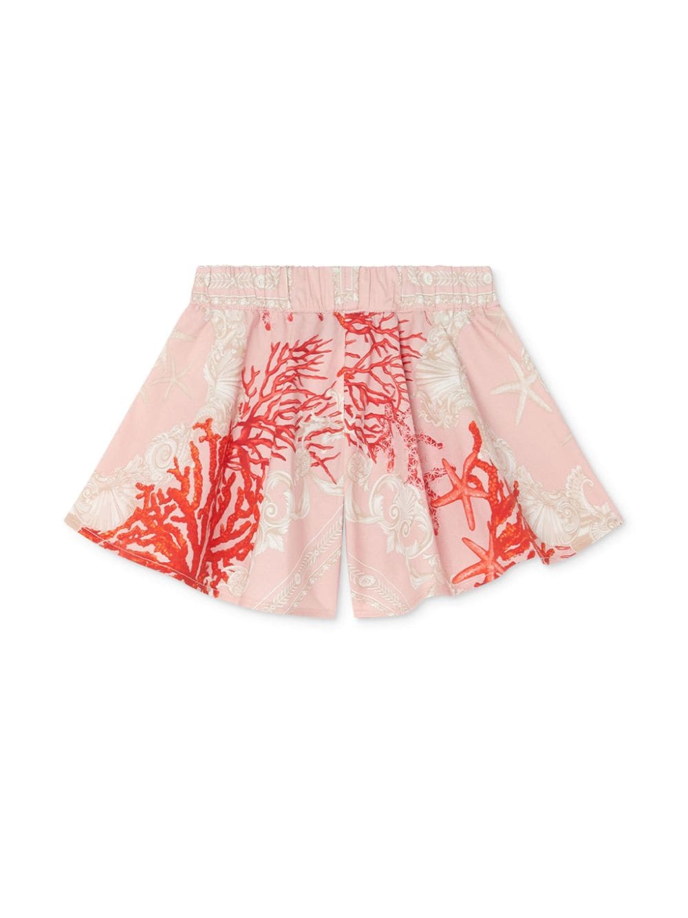 Shop Versace Barocco-print Flared Shorts In Pink