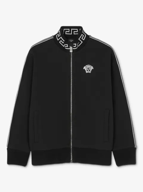 Versace Kids Greca-detail zip-up sweatshirt