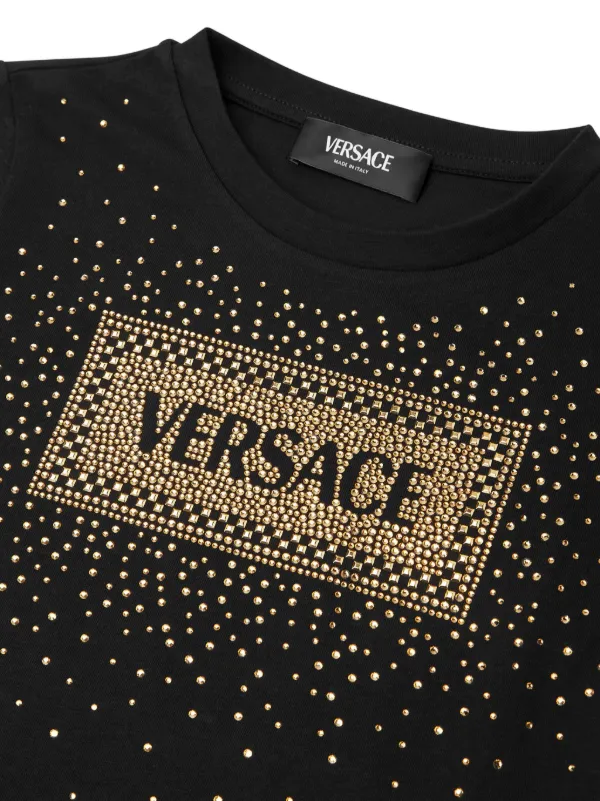 VERSACE クリスタル '90S ヴィンテージ ロゴ Tシャツ ブラック 90_1000052-