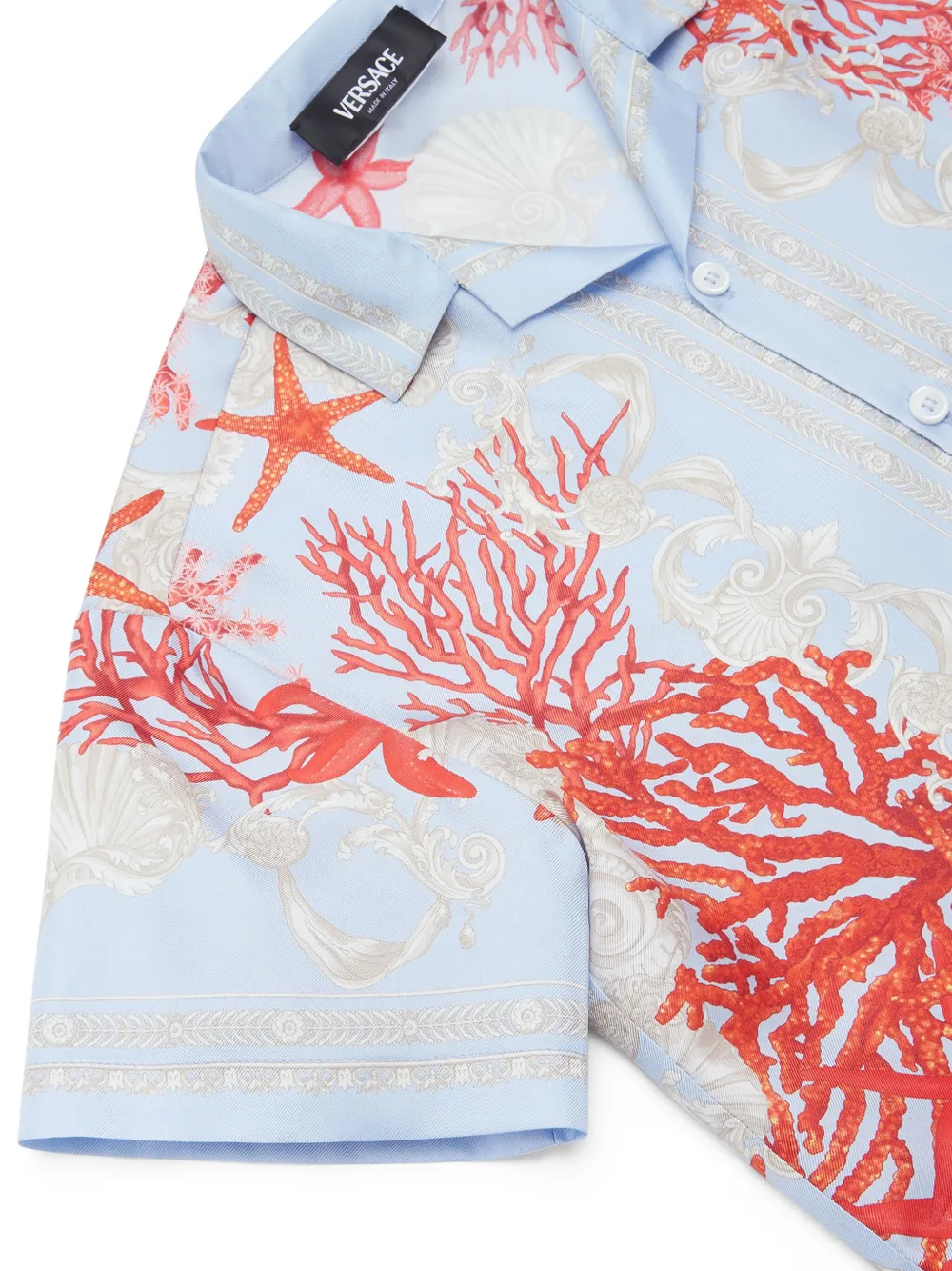 Versace Kids Zijden shirt met print Blauw