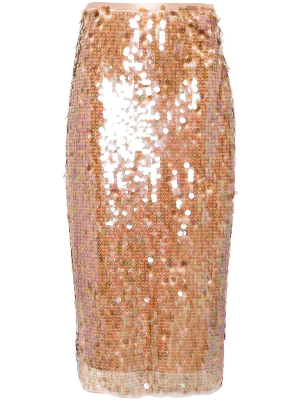 LoveShackFancy Miller sequin-embellished midi skirt Beige
