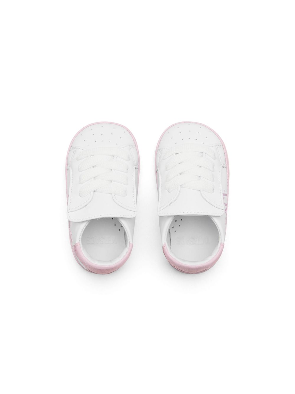 Versace Kids Leren sneakers met logo Wit