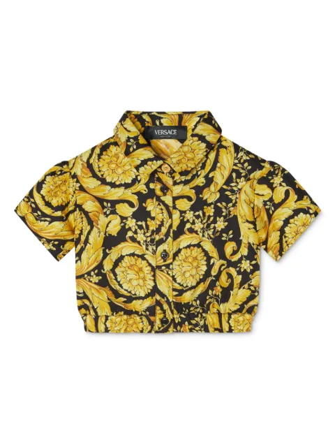 Versace Kids Barocco-print silk shirt