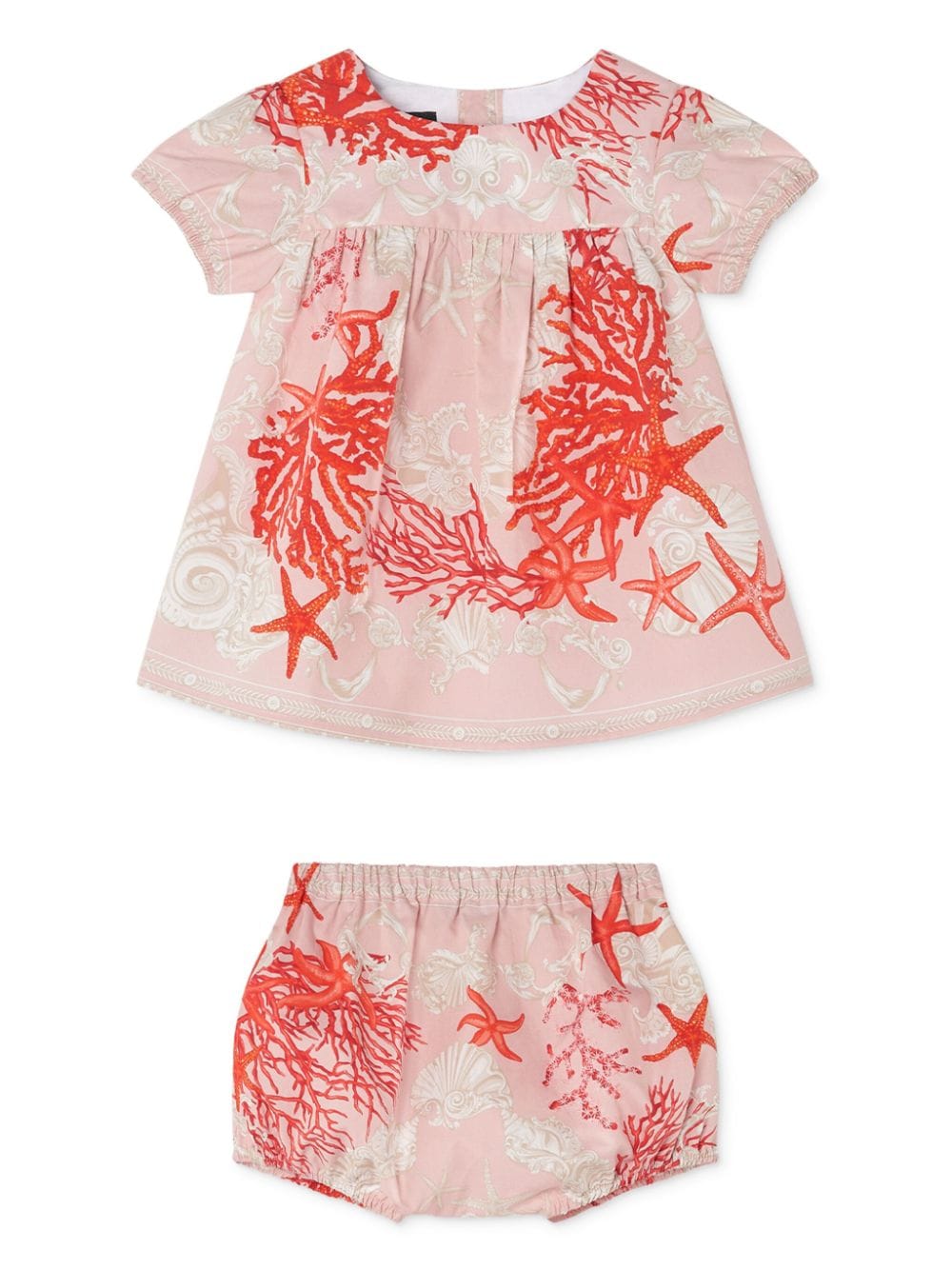 Versace Babies' Sea Life-print Dress Set In Pink