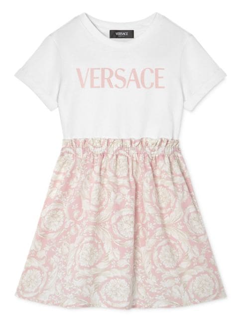 Versace Kids Barocco-print panelled dress