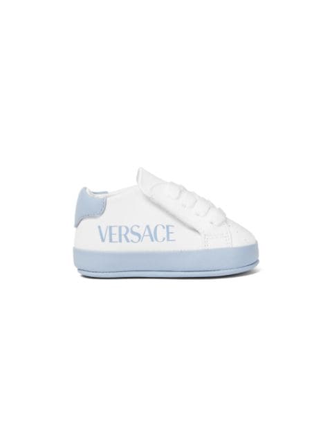 Versace Kids logo-print leather sneakers