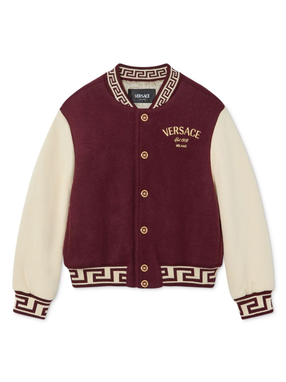 Versace Kids' Logo-embroidered Bomber Jacket In Neutral