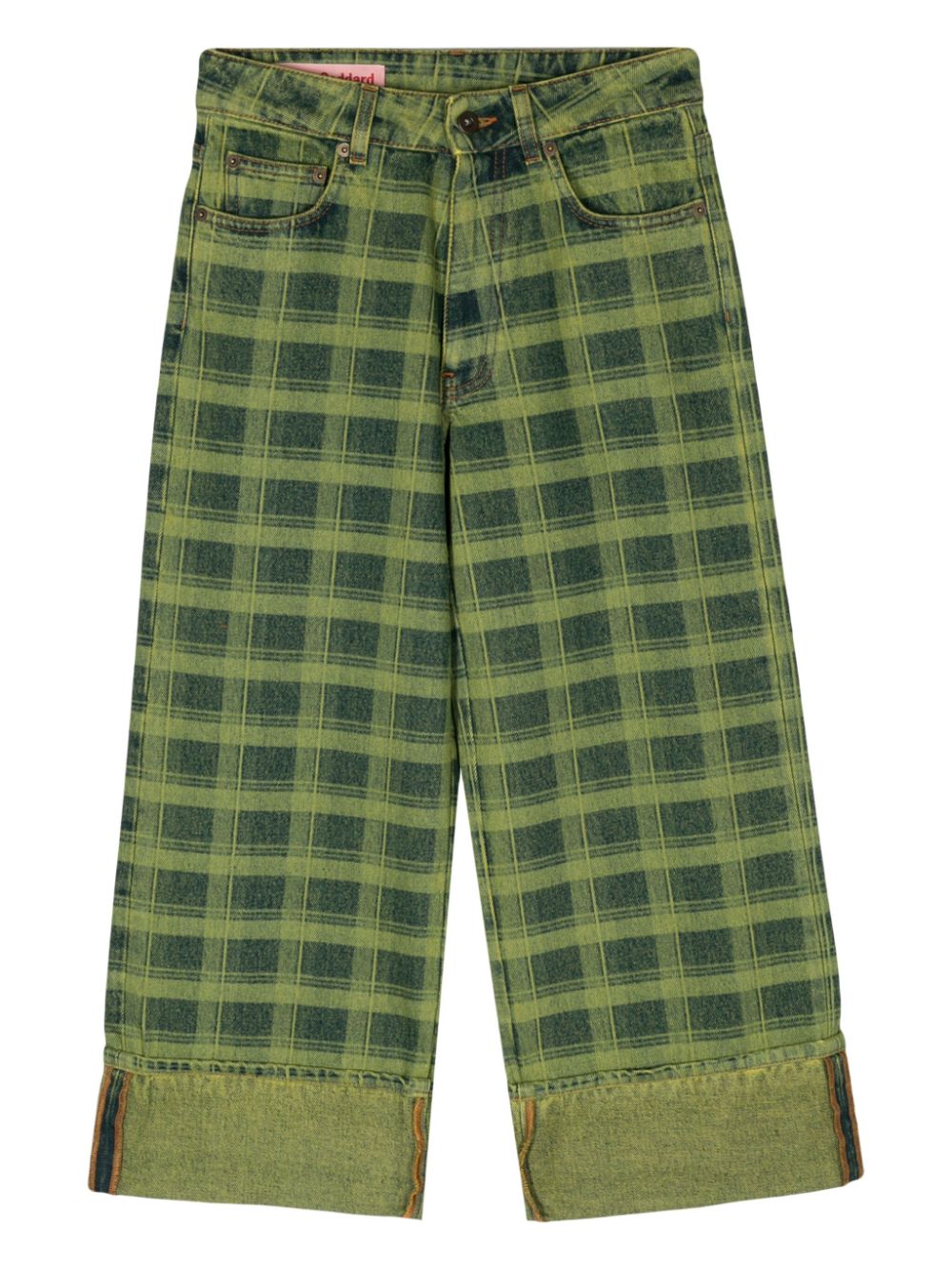 Molly Goddard Check-print Wide-leg Jeans In Green
