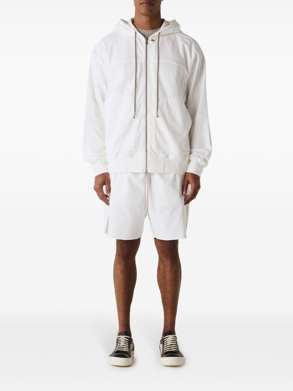Shop Rick Owens Hooded Long-sleeve Windbreaker In White