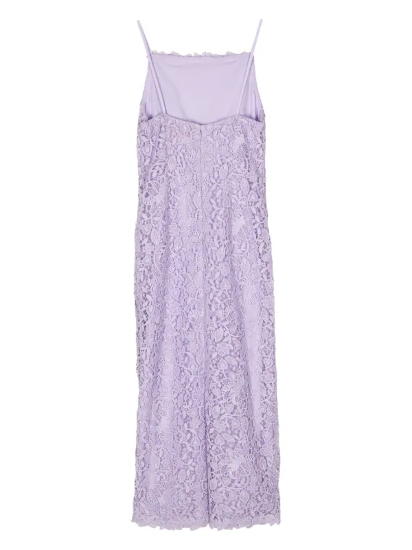 Carolina Herrera floral-lace square-neck Dress | Purple | FARFETCH BN
