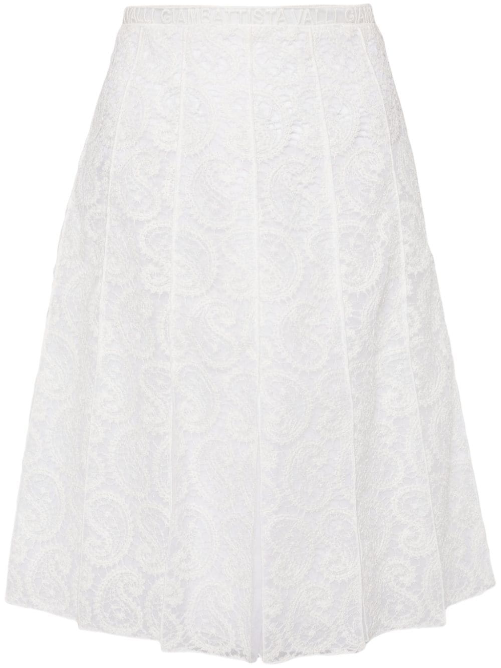 Giambattista Valli Pleated Lace Skirt In White
