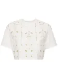 Giambattista Valli embroidered cotton croped top - White