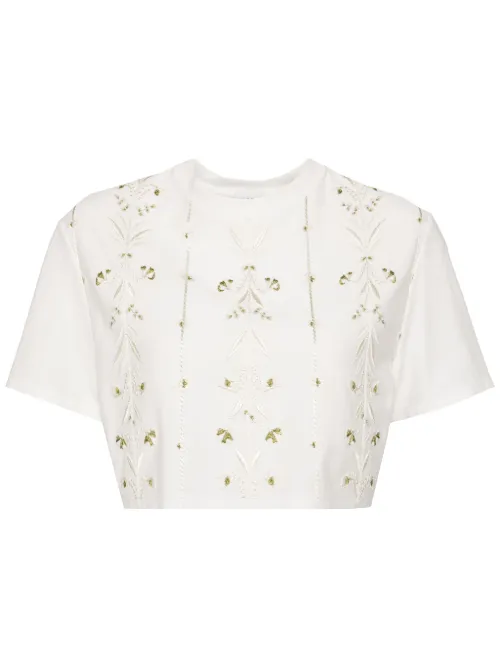 Haut en coton crop à broderies - Giambattista Valli - Modalova
