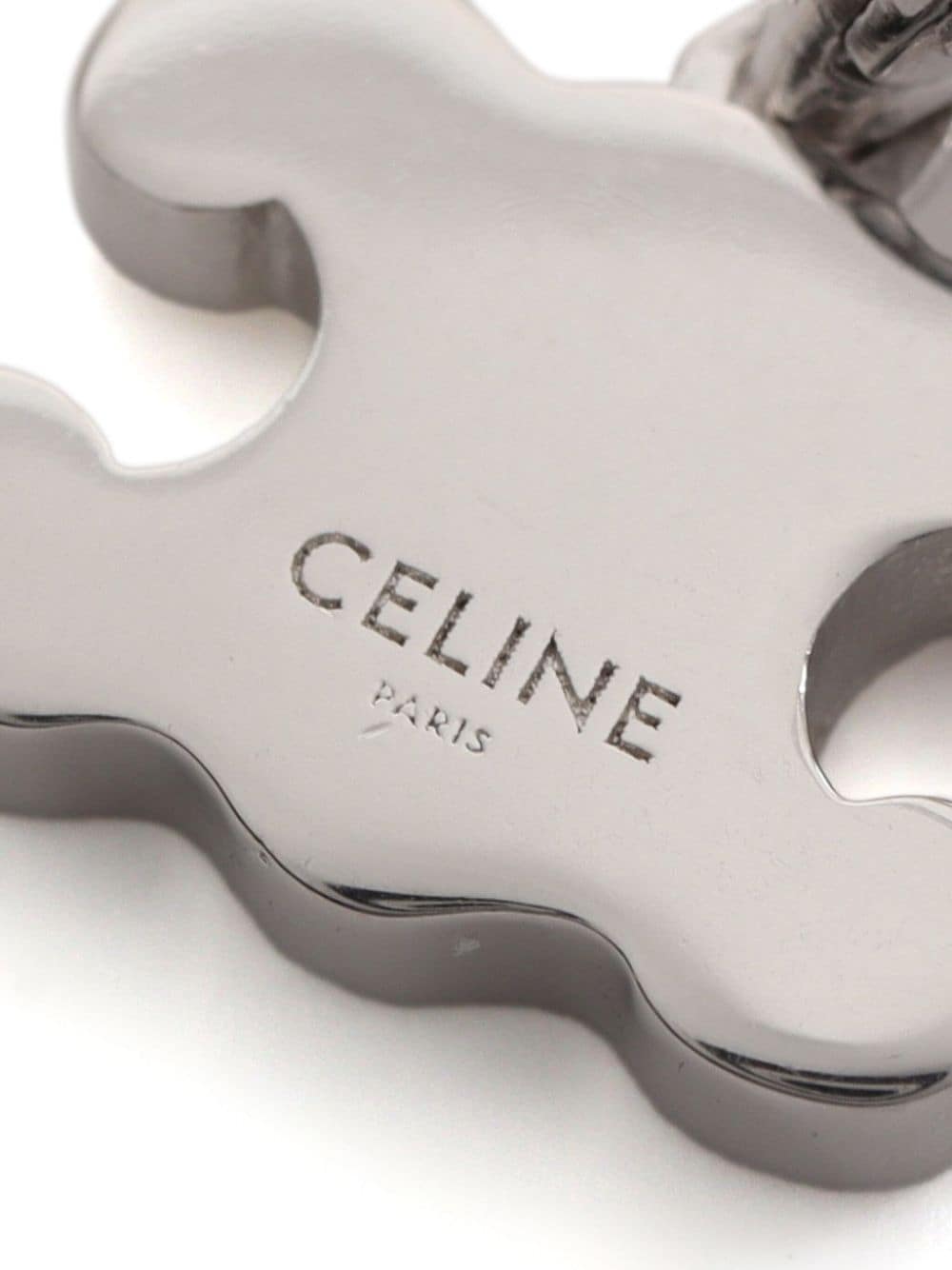 Pre-owned Celine 2010s Triomphe Rhinestone-embellished Dangle Earrings In 银色