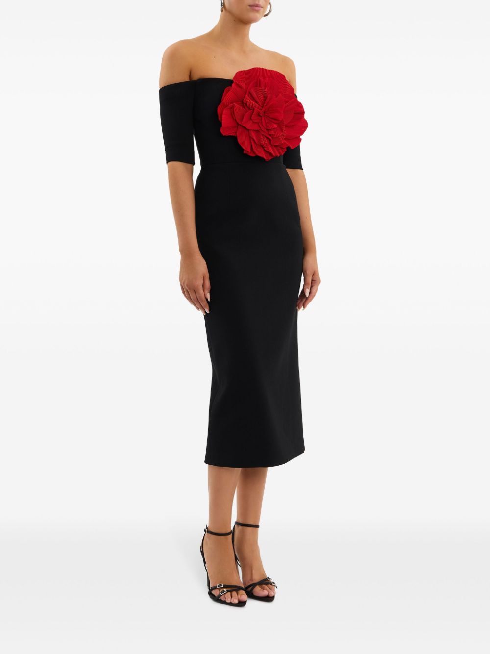 Rebecca Vallance Midi-jurk met bloemenpatch Zwart