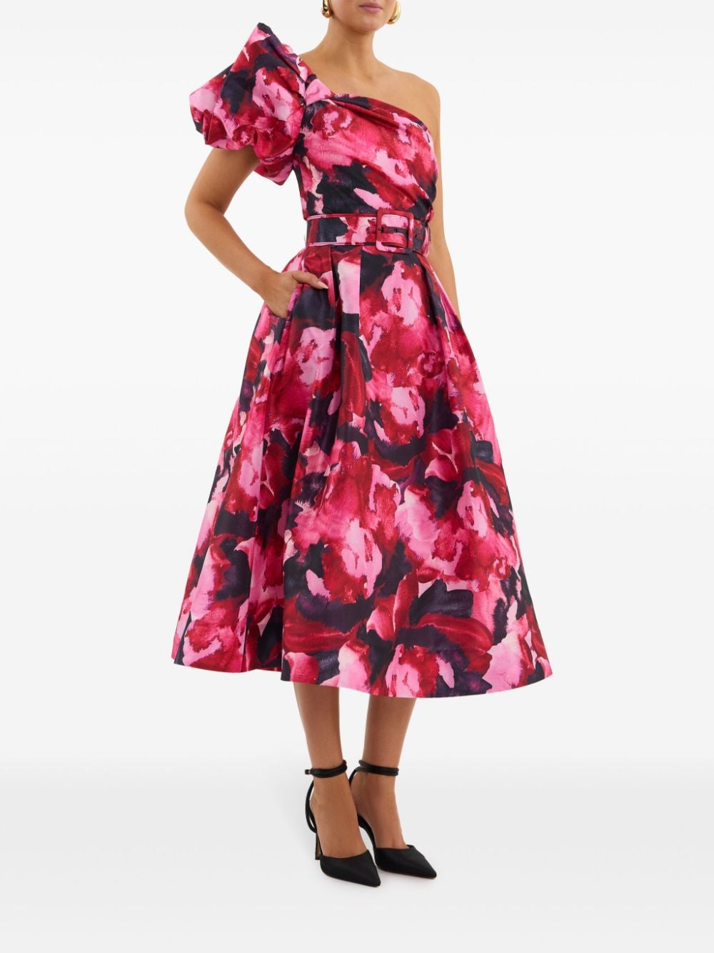Rebecca Vallance Petunia asymmetrische midi-jurk Roze