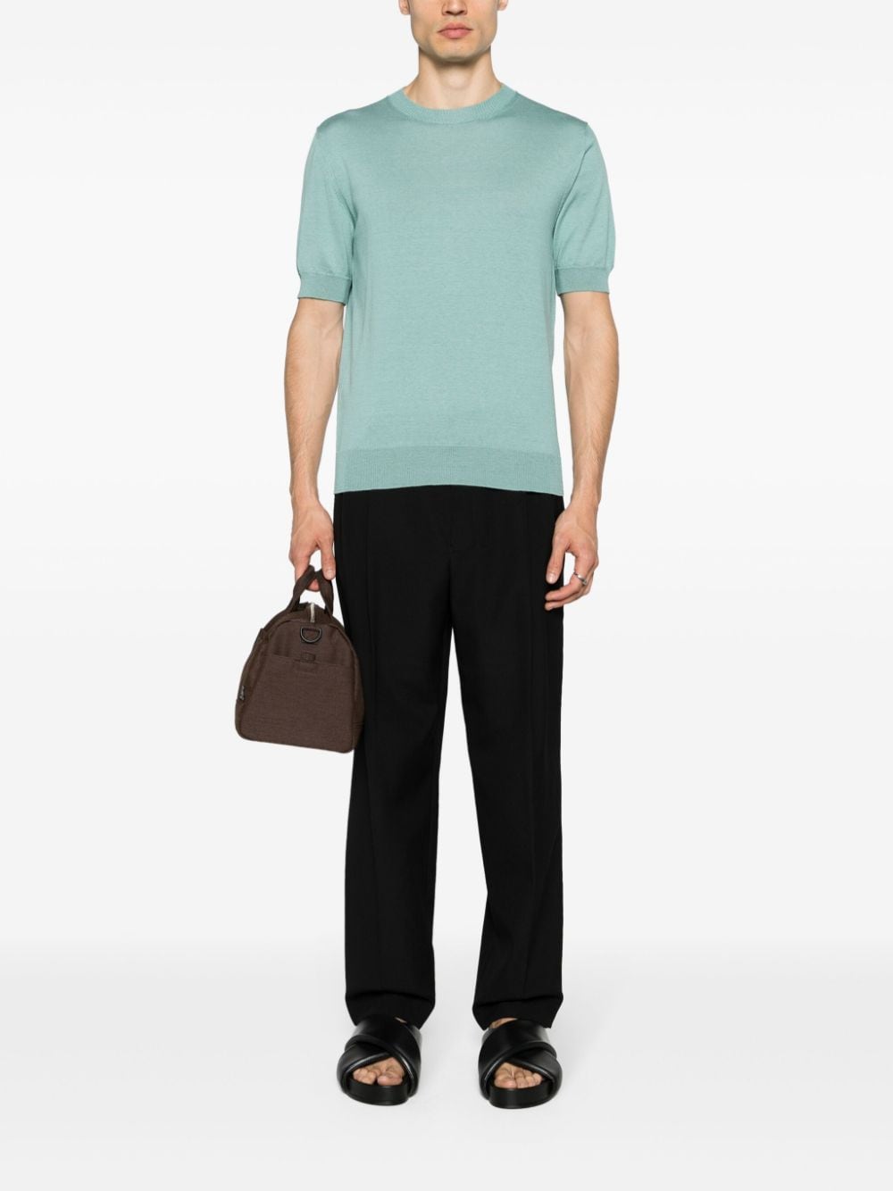 Ballantyne crew-neck short-sleeve jumper - Groen