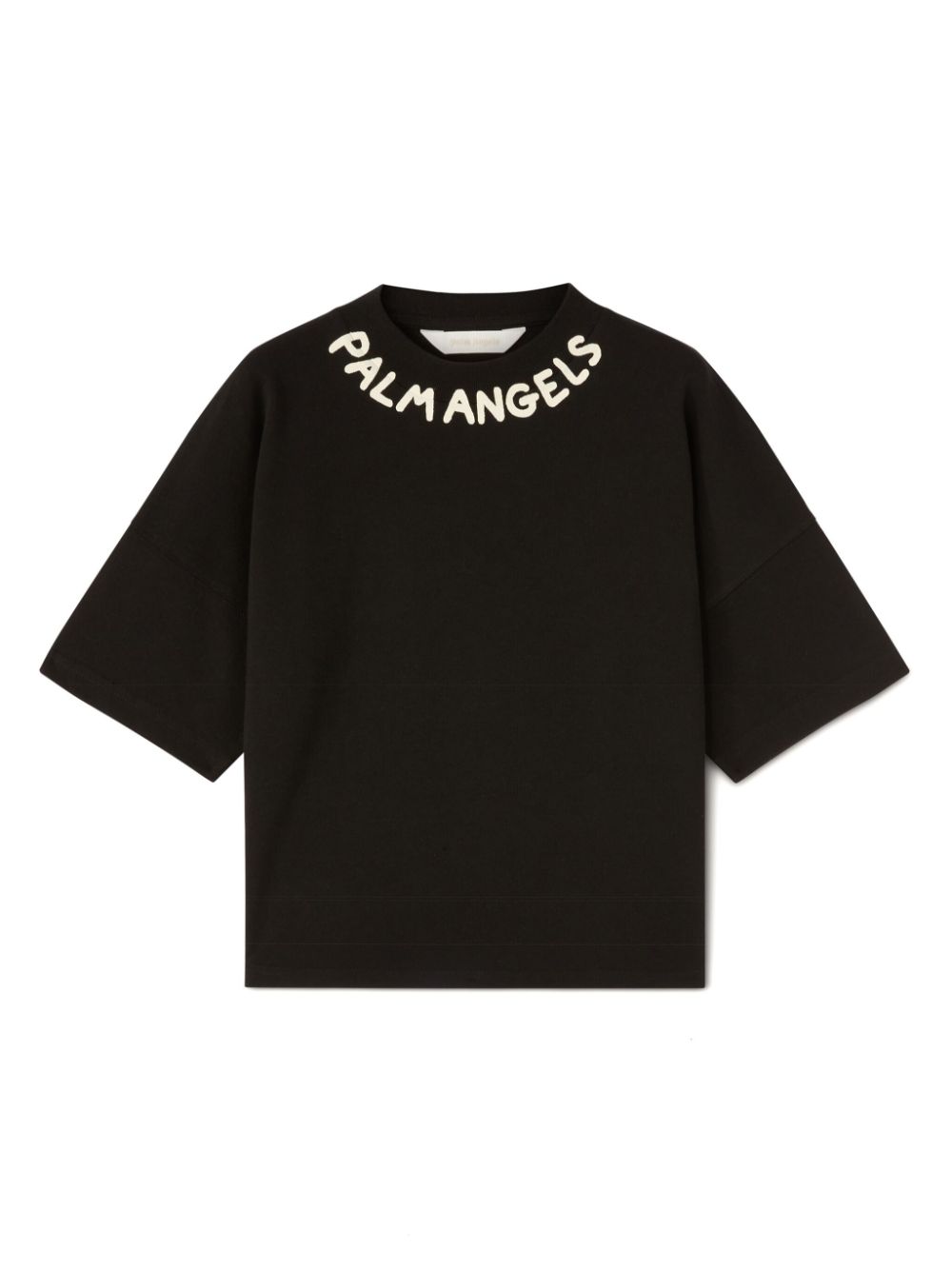 Palm Angels Kids Katoenen T-shirt met logoprint Zwart