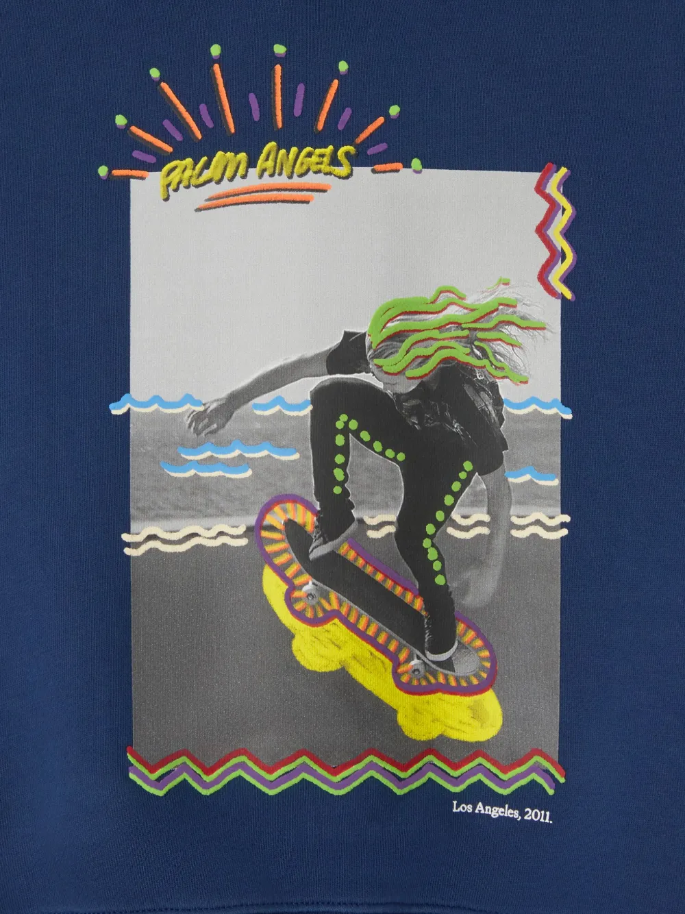 Palm Angels Kids Hoodie met print Blauw