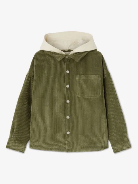 Palm Angels Kids hooded corduroy shirt jacket