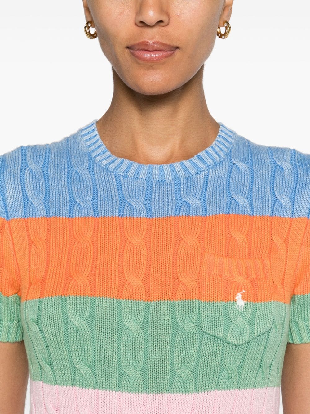 POLO RALPH LAUREN COLOUR-BLOCK COTTON TOP 