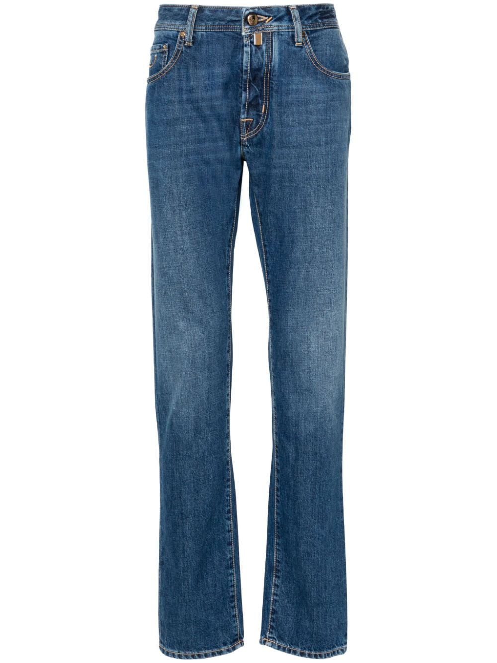 Shop Jacob Cohen Bard Mid-rise Slim-cut Jeans In 蓝色