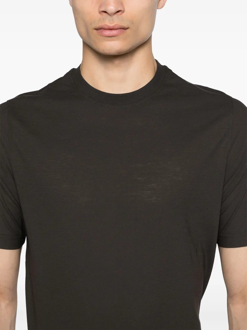 Shop Dell'oglio Crew-neck Cotton T-shirt In Brown