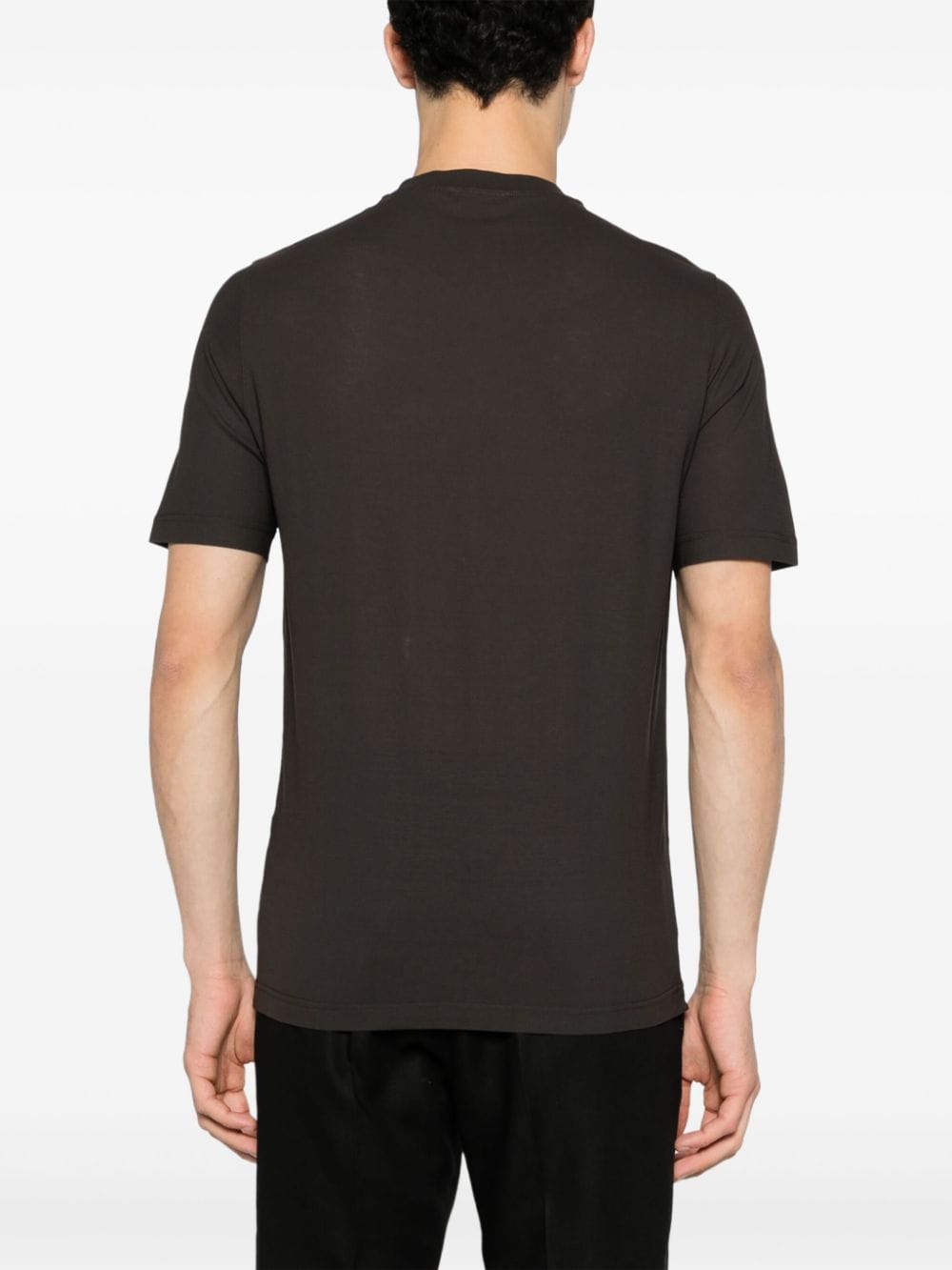 Shop Dell'oglio Crew-neck Cotton T-shirt In Brown
