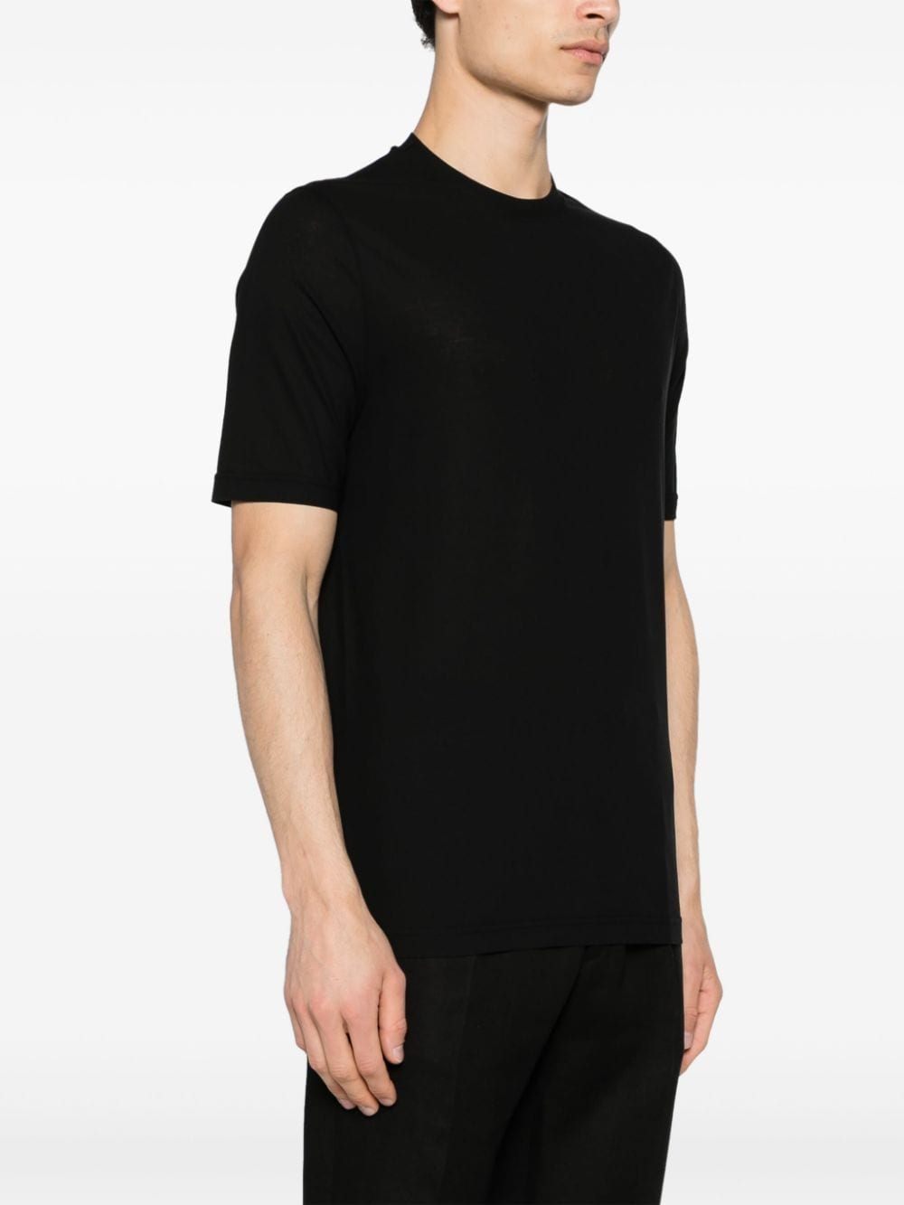 Shop Dell'oglio Crew-neck Cotton T-shirt In Black