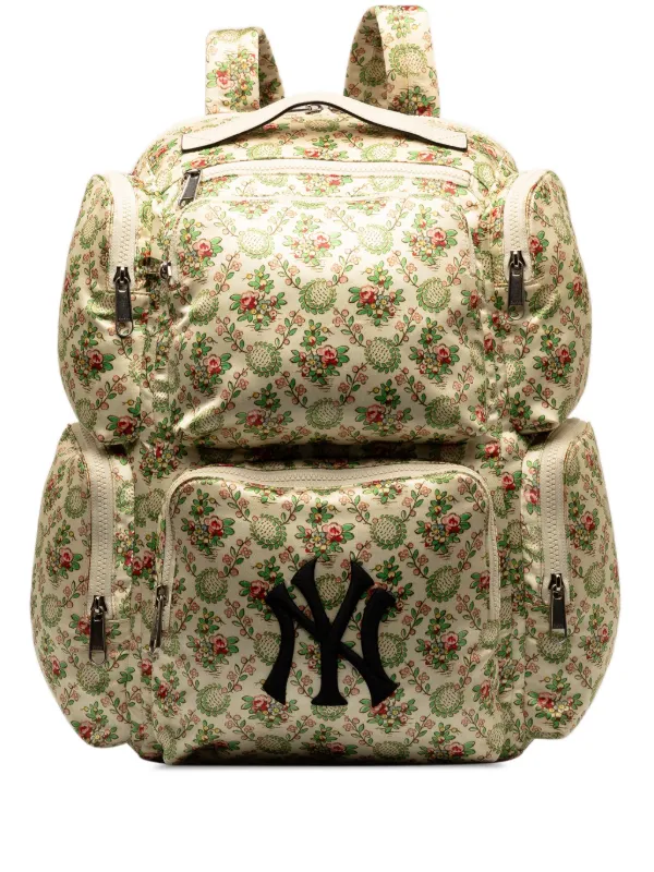 Gucci Pre Owned x NY Yankees 2018 satin floral backpack women Satin One Size Brown