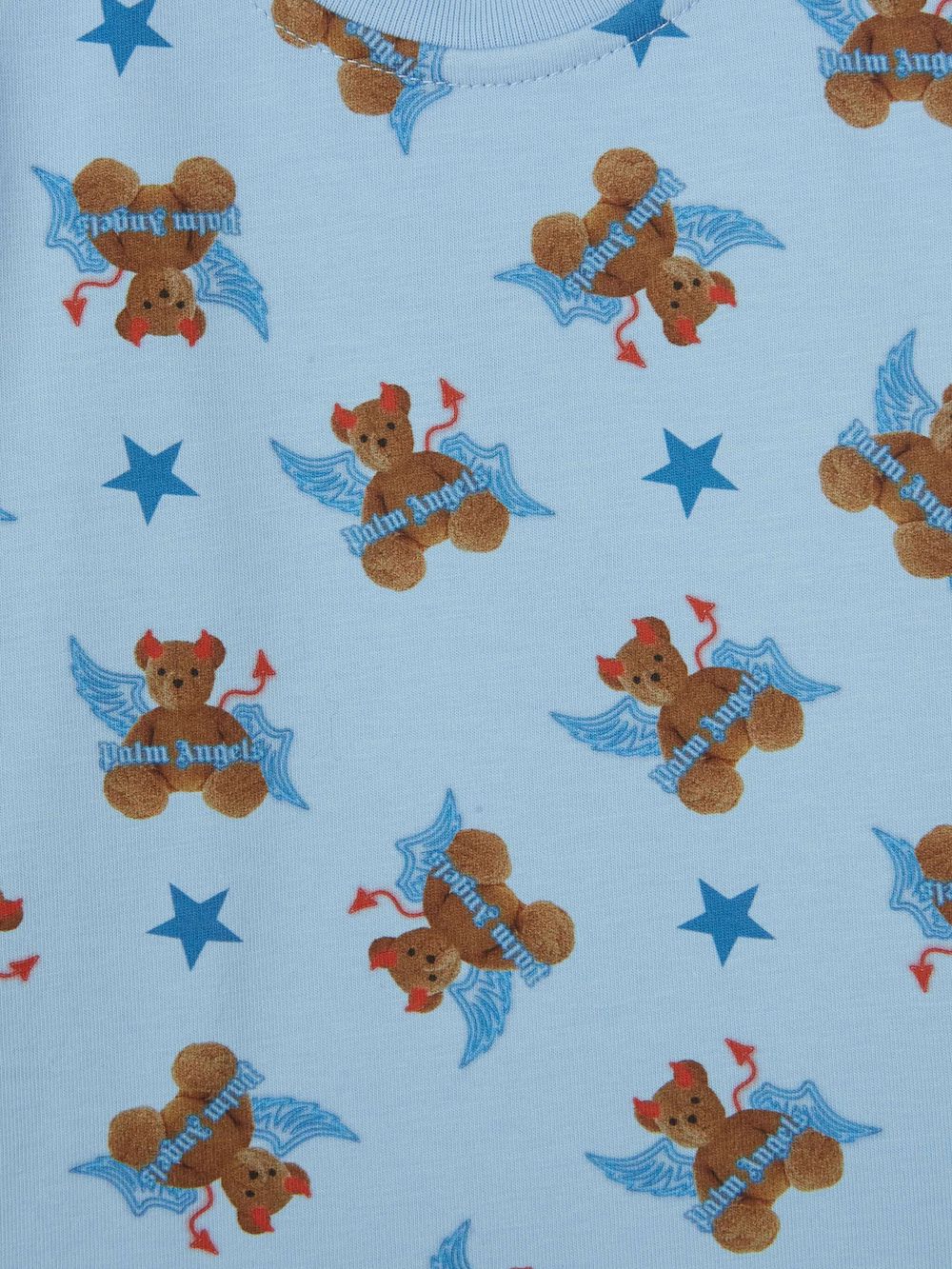 Palm Angels Kids Katoenen T-shirt Blauw