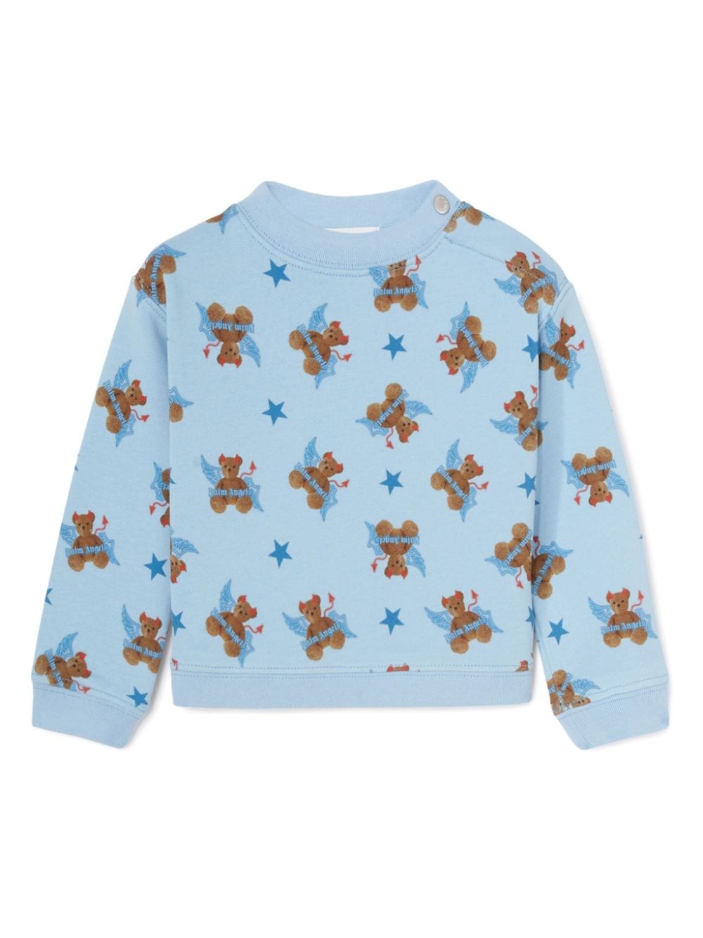 Palm Angels Babies' Bear Devil Cotton Sweatshirt In Blue