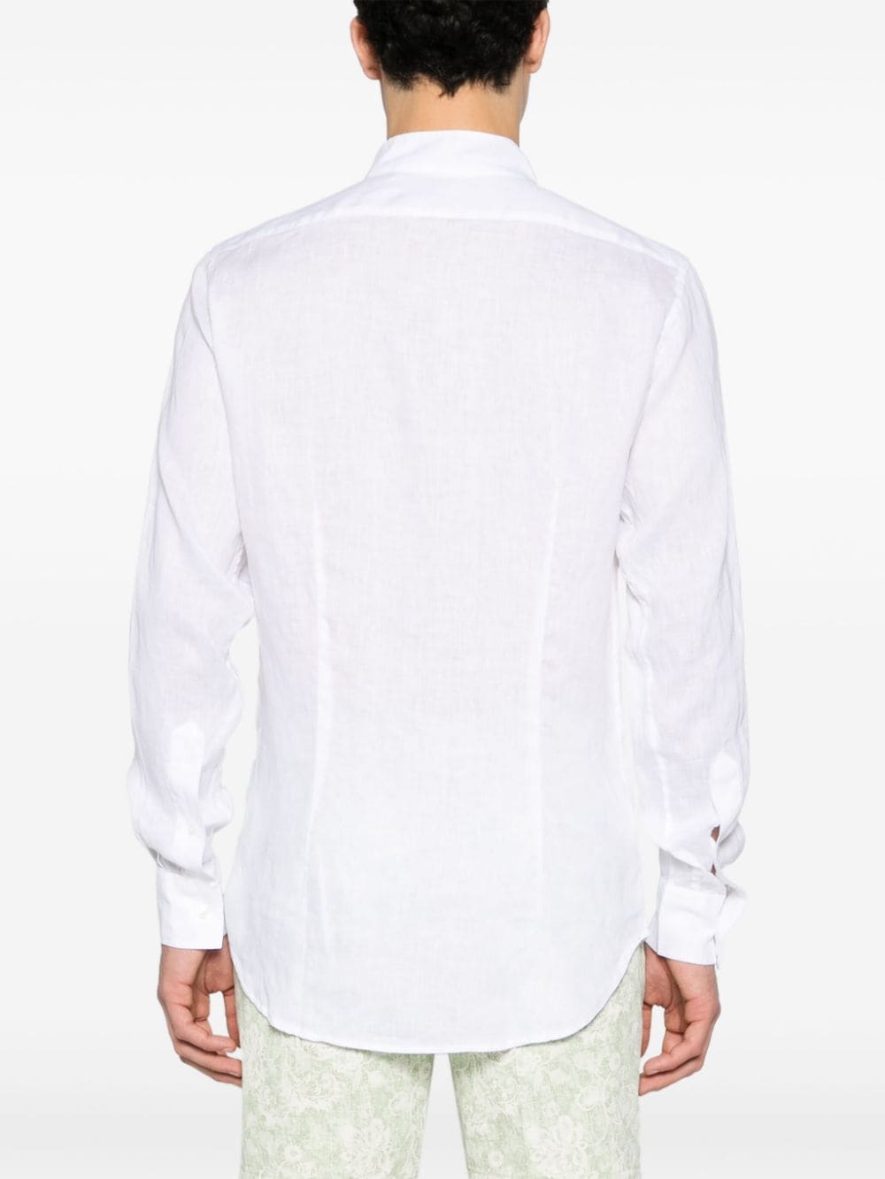 Shop Dell'oglio Band-collar Linen Shirt In White