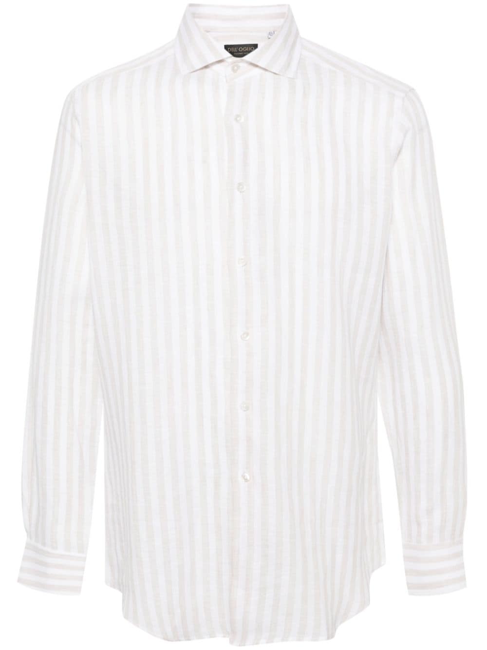 Dell'oglio Striped Linen Shirt In White