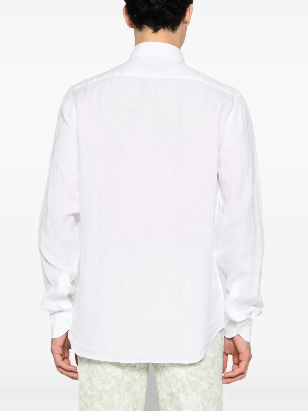 Shop Dell'oglio Spread-collar Linen Shirt In White