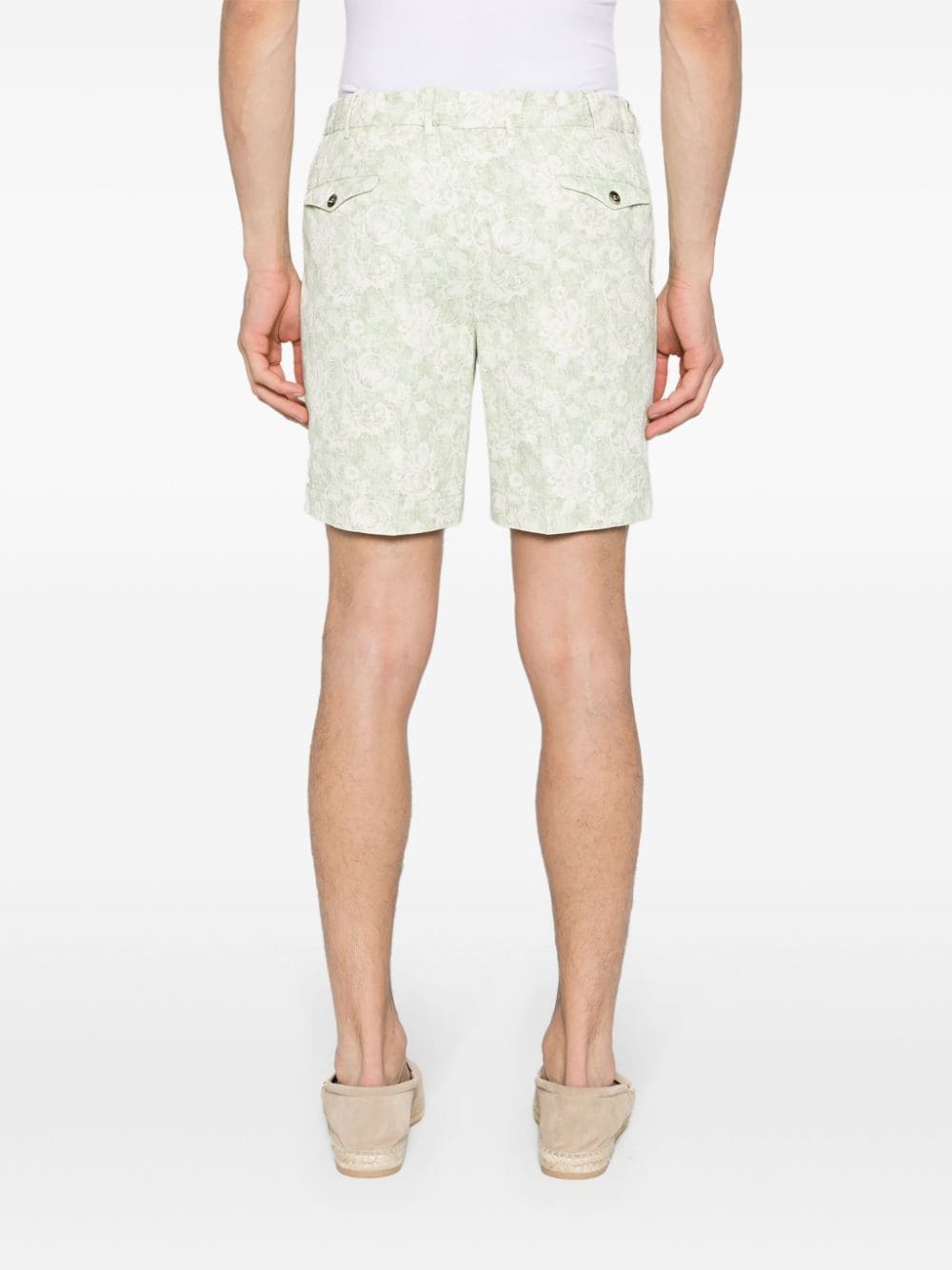 Shop Dell'oglio Floral-print Cotton Bermuda Shorts In Green