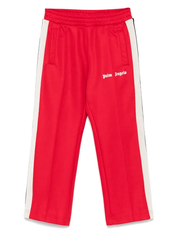 Palm Angels Kids logo print Track Pants Red FARFETCH IE