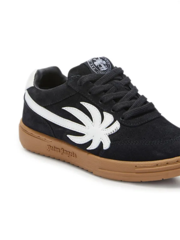 Palm Angels Kids Palm Tree-appliqué Leather Sneakers | Black