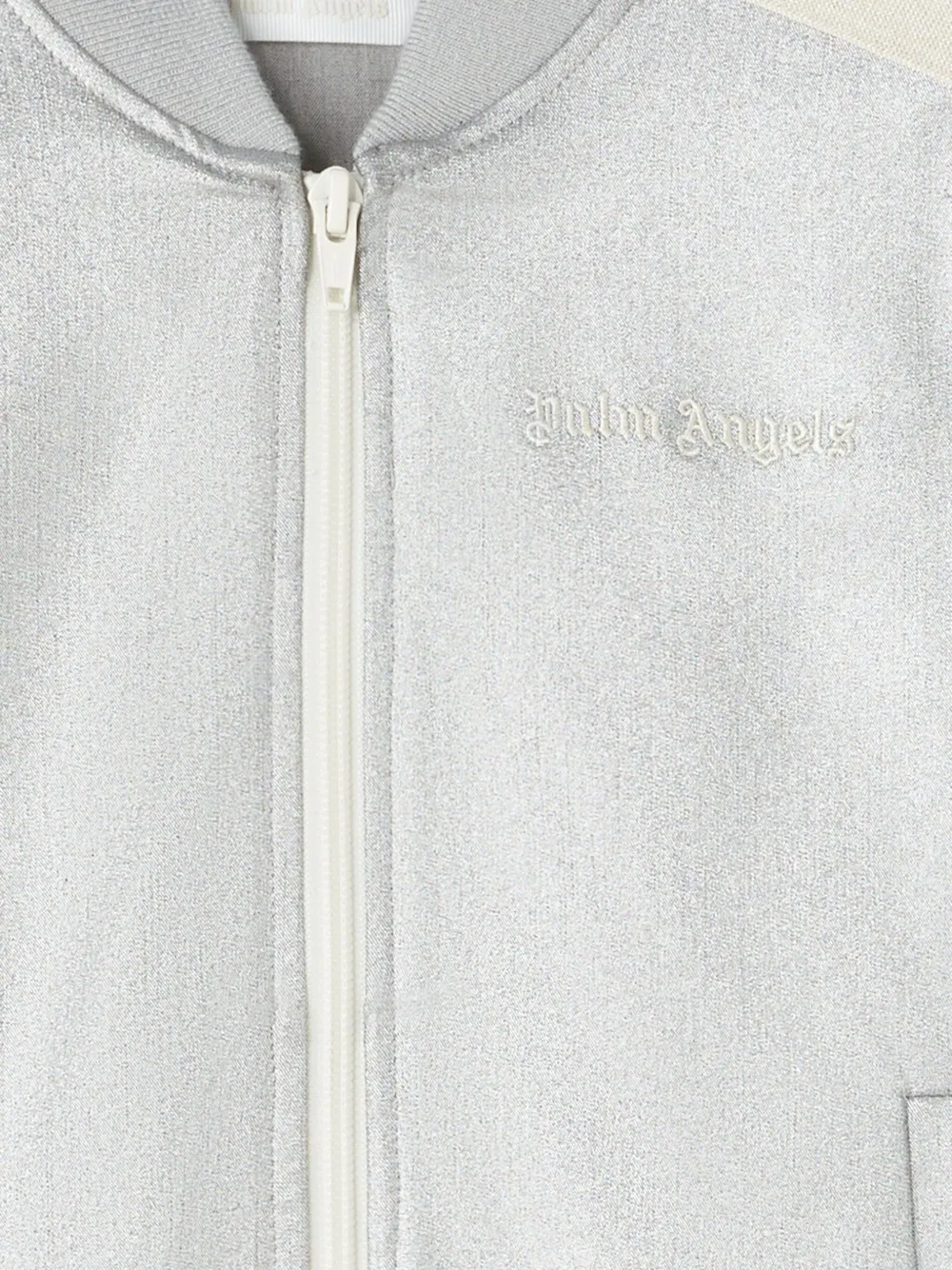 Palm Angels Logo-embroidered Metallic Track Jacket In Silver