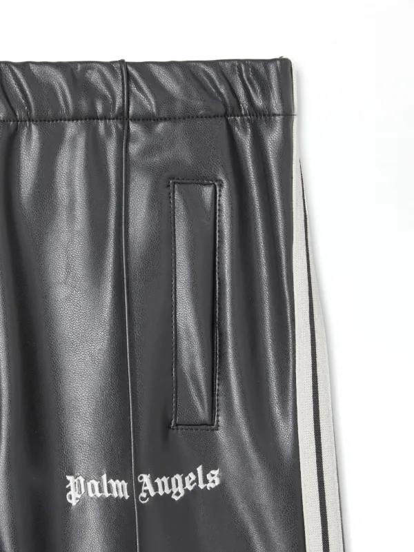 Palm Angels Kids faux-leather Track Pants | Black | FARFETCH