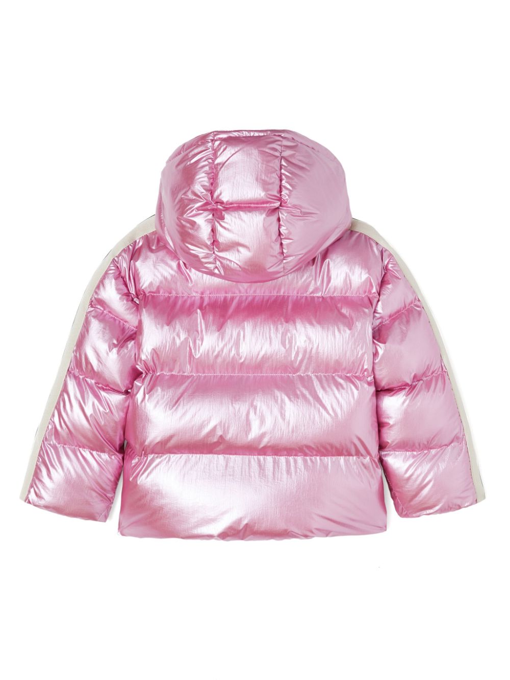 Palm Angels Kids metallic hooded puffer jacket - Pink