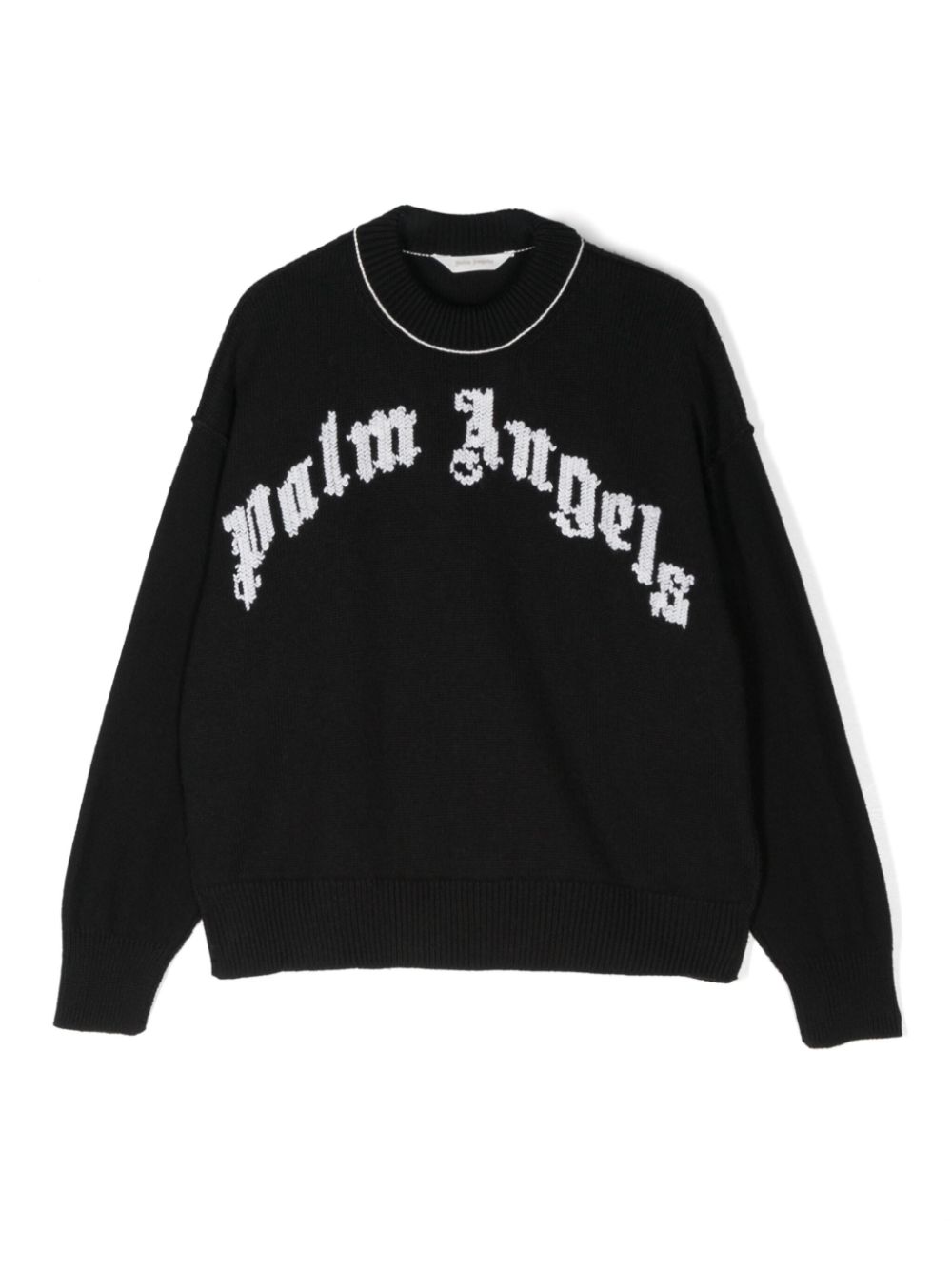 Palm Angels Kids curved-logo crew-neck sweater - Black