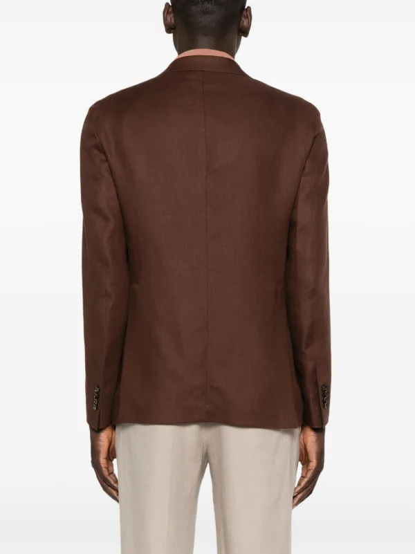 Tagliatore double-breasted Linen Blazer | Brown | FARFETCH