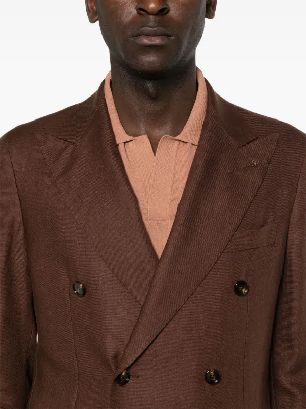 ジャケット Tagliatore Brown double-breasted linen jacket Tagliatore double-breasted Linen Blazer | Brown | FARFETCH