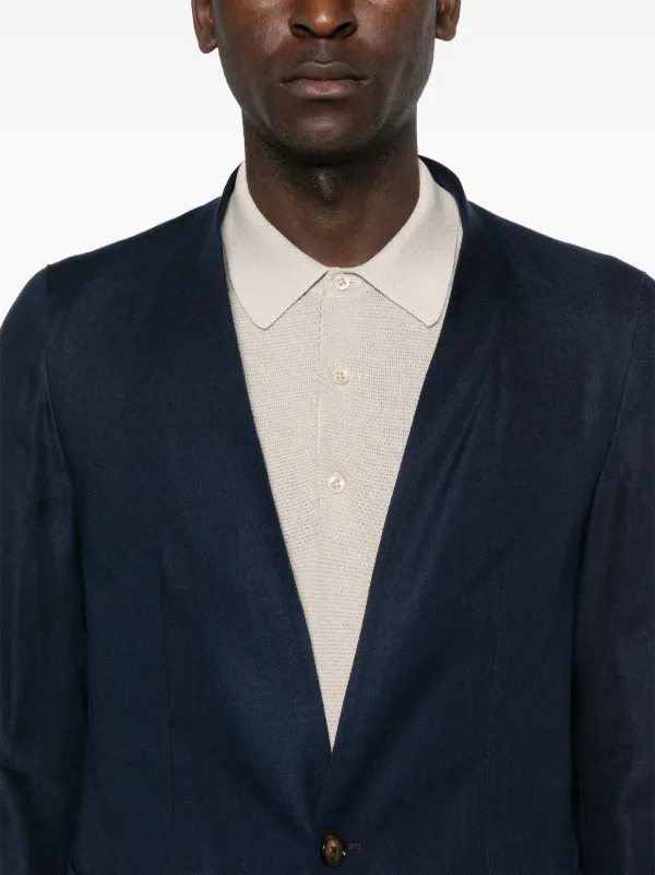 Tagliatore single-breasted Linen Blazer | Blue | FARFETCH NO