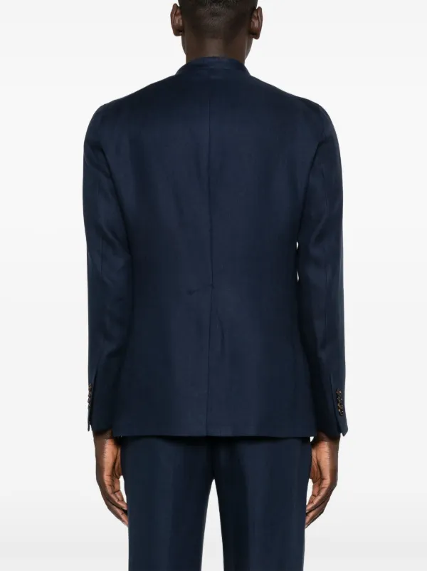 Tagliatore single-breasted Linen Blazer | Blue | FARFETCH NO