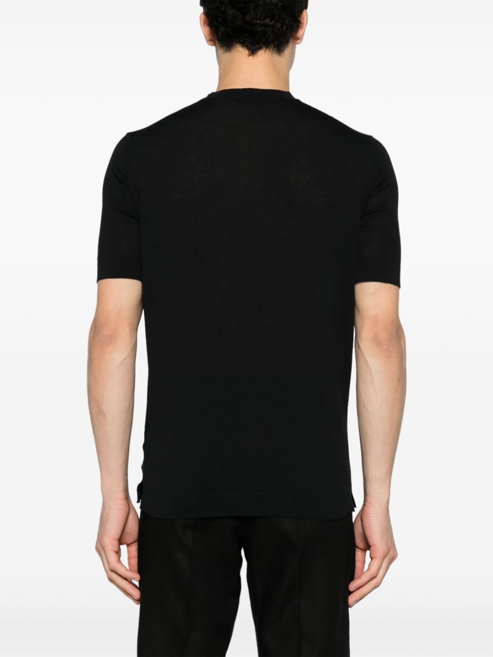 Shop Dell'oglio Crew-neck Cotton T-shirt In Black