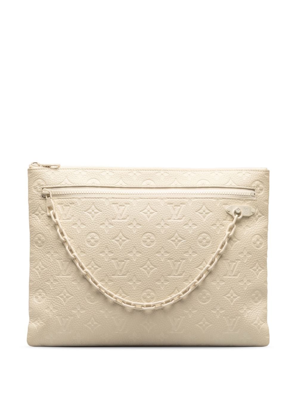 Pre-owned Louis Vuitton 2018 Taurillon A4 Pouch Clutch Bag In White