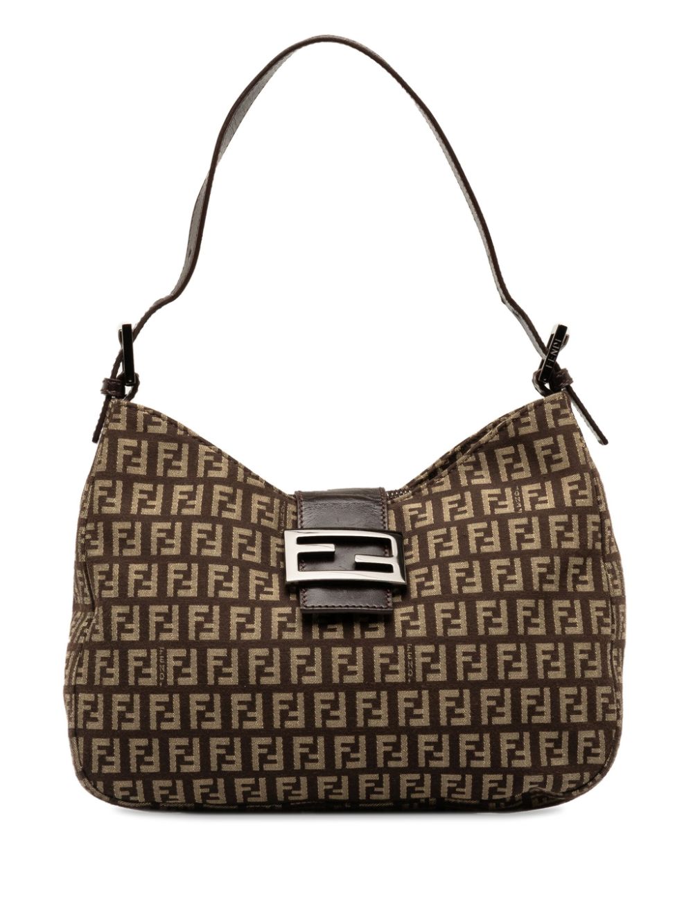 Pre-owned Fendi 2000-2010 Zucchino Shoulder Bag In Brown