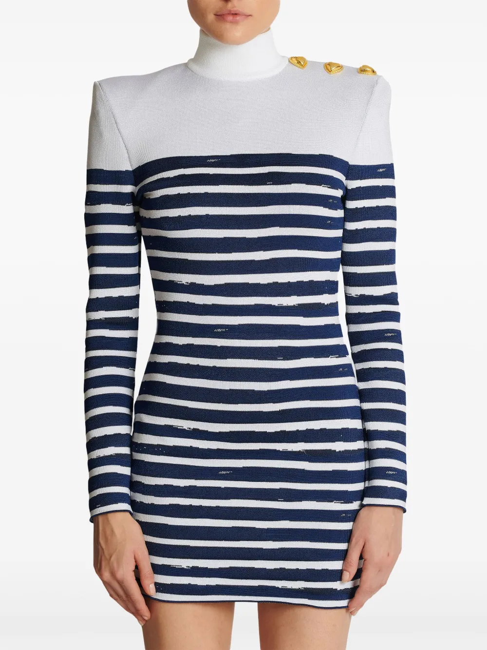 Balmain Gestreepte mini-jurk Wit
